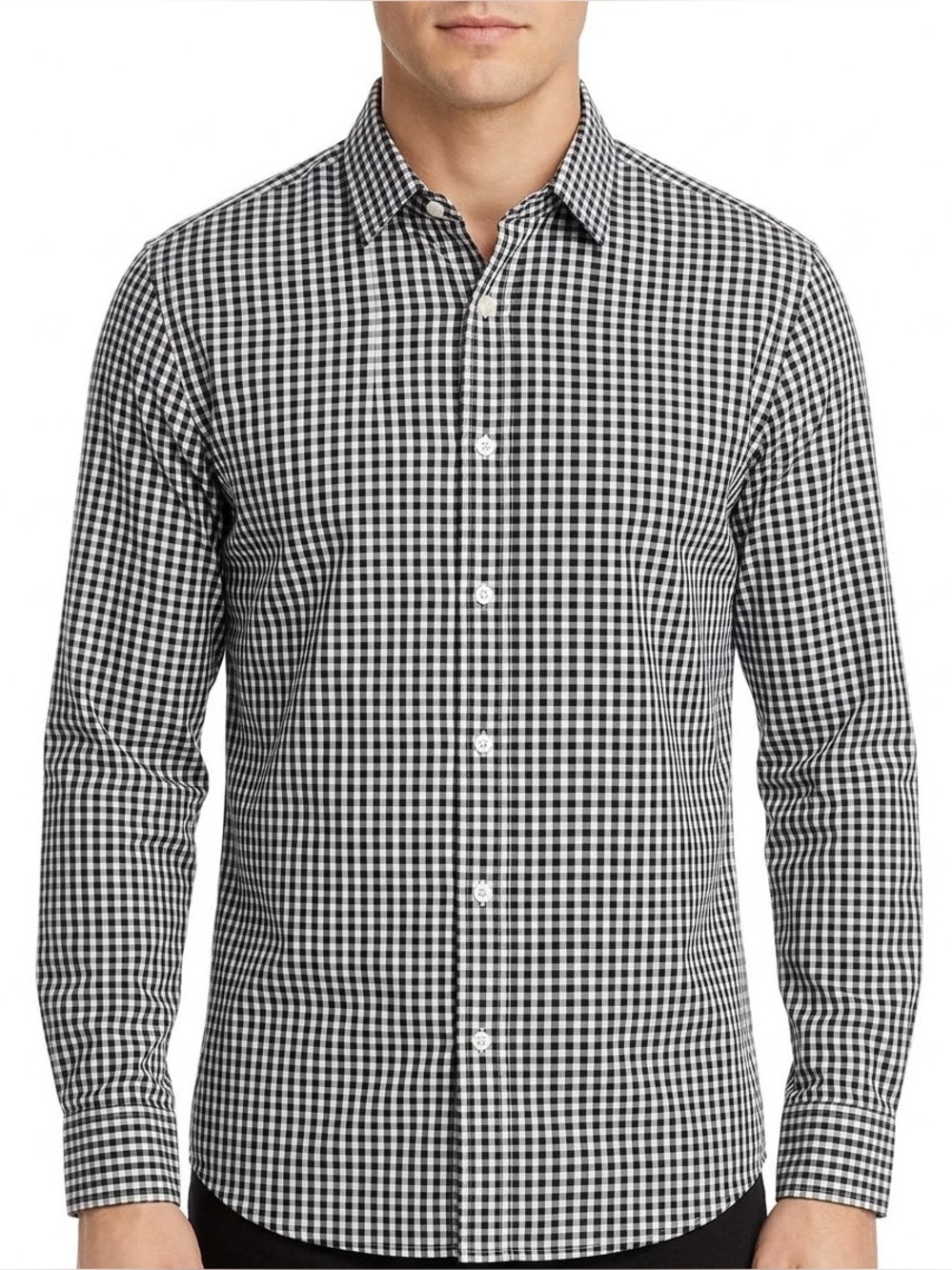Old Navy Pro Signature Shirt Mens L 16.5 36 Slim Fit Go-Dry‎ Gingham